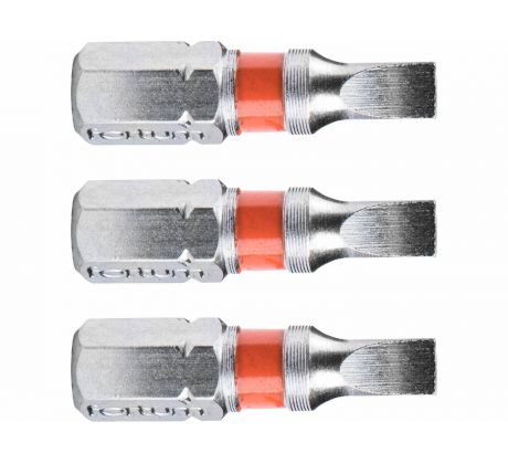 Bit plochý 3ks, 4x25mm, S2, FORTUM