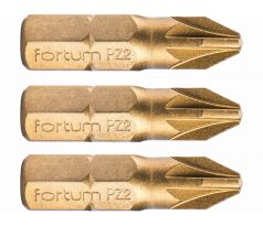 Bit krížový 3ks, PZ 2x25mm, S2, FORTUM