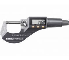 Mikrometer digitálny, 0-25mm, plastové puzdro, EXTOL PREMIUM