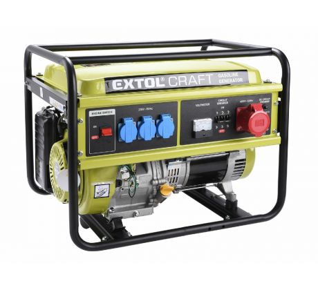 Elektrocentrála rámová benzínová, 3F, 5,5kW/400V, EXTOL CRAFT