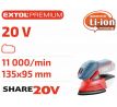 Brúska deltová vibračná aku Share20V, bez aku, základňa 135×95mm, EXTOL PREMIUM