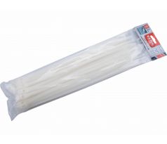 Pásky sťahovacie biele, nízkoprofilový zámok, 7,6x370mm, 50ks, nylon PA66, EXTOL PREMIUM