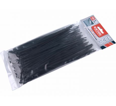 Pásky sťahovacie čierne, nízkoprofilový zámok, 3,6x205mm, 100ks, nylon PA66, EXTOL PREMIUM