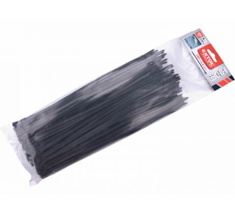 Pásky sťahovacie čierne, nízkoprofilový zámok, 4,6x280mm, 100ks, nylon PA66, EXTOL PREMIUM