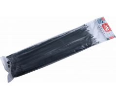 Pásky sťahovacie čierne, nízkoprofilový zámok, 7,6x370mm, 50ks, nylon PA66, EXTOL PREMIUM