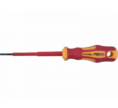 Skrutkovač elektrikársky plochý 1000V, VDE, 2,5 x 80mm, CrV, EXTOL PREMIUM