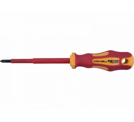 Skrutkovač elektrikársky krížový 1000V, VDE, PH1 x 100mm, CrV, EXTOL PREMIUM