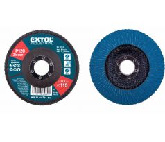 Kotúč lamelový šikmý, zirkón, Ø115x22,2mm, P120, EXTOL INDUSTRIAL
