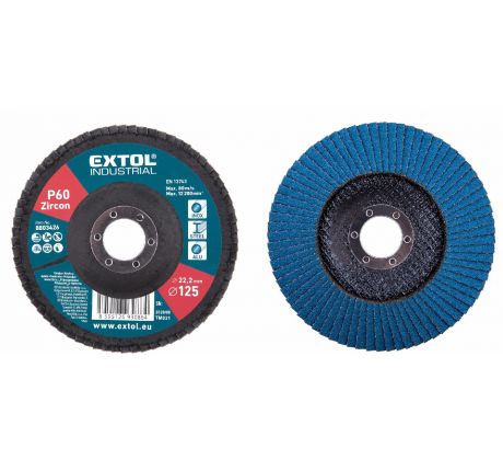 Kotúč lamelový šikmý, zirkón, Ø125x22,2mm, P60, EXTOL INDUSTRIAL