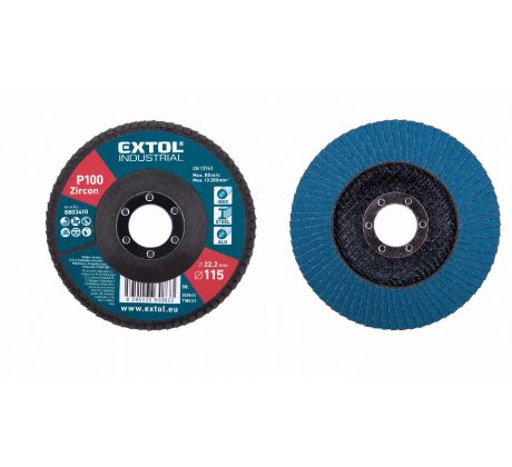 Kotúč lamelový šikmý, zirkón, Ø115x22,2mm, P100, EXTOL INDUSTRIAL