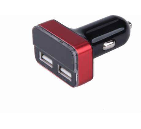 Nabíjačka USB do auta, 12-24V, výstup 5V/3,1A, 2xUSB, LCD, 12V/24V, 2xUSB (1A/5W, 3,4A/17W), LCD, úč