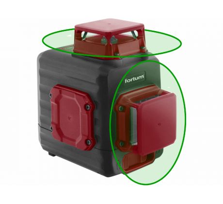 Laser líniový, krížový samonivelačný, zelený, 2D(1H360+1V360), Li-ion akumulátor, FORTUM