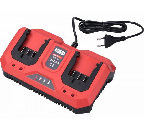 Nabíjačka akumulátorov Garden 20V/2x2,4A pre záhradné aku náradie, EXTOL PREMIUM