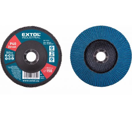 Kotúč lamelový šikmý, zirkón, Ø150x22,2mm, P40, EXTOL INDUSTRIAL