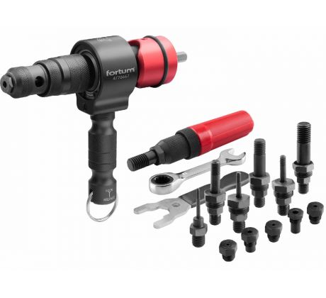 Nadstavec na nitovanie 2v1, nity 2,4-6,4mm, matice M3-M12, CrMoV, FORTUM