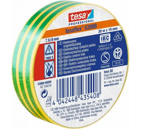 Páska 53988 elektroizolačná žlto-zel. 19mm x 20m, Tesa