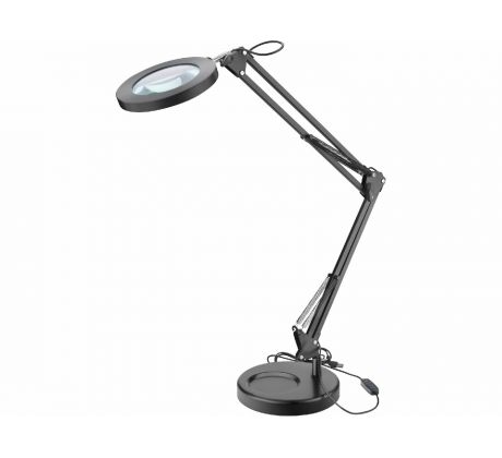 Lampa stolová s LED a lupou, 2400lm, USB napájanie, čierna, EXTOL LIGHT