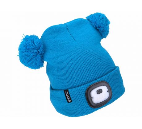 Čiapka modrá detská s čelovým svetlom, LED 4x25lm, 250mAh Li-ion, nabíjanie cez USB, EXTOL LIGHT