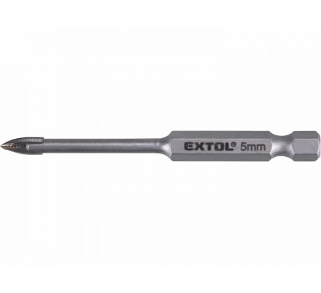 Vrták do skla a keramiky 5mm, šesťhranná 1/4" stopka, EXTOL PREMIUM