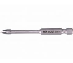 Vrták do skla a keramiky 6mm, šesťhranná 1/4" stopka, EXTOL PREMIUM