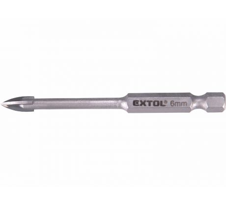 Vrták do skla a keramiky 6mm, šesťhranná 1/4" stopka, EXTOL PREMIUM
