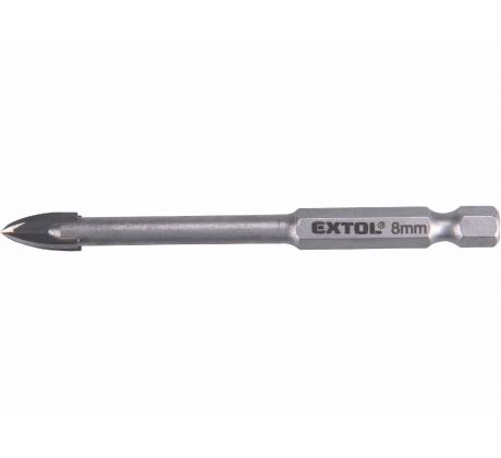 Vrták do skla a keramiky 8mm, šesťhranná 1/4" stopka, EXTOL PREMIUM
