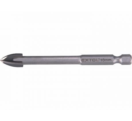 Vrták do skla a keramiky 10mm, šesťhranná 1/4" stopka, EXTOL PREMIUM