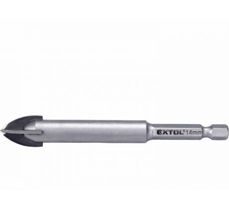 Vrták do skla a keramiky 14mm, šesťhranná 1/4" stopka, EXTOL PREMIUM