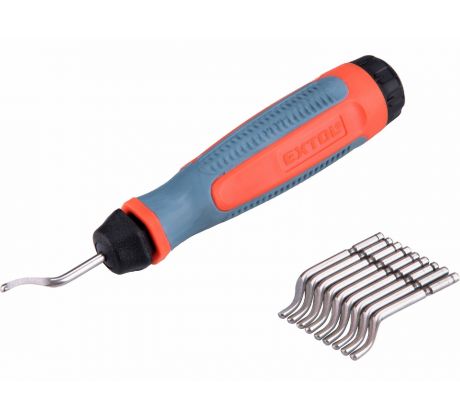 Odhrotovač ručný, 10ks HSS-Co5% čepeľ 45st., HRC 65-66, EXTOL PREMIUM