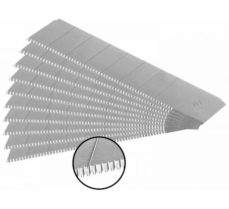 Brity do univerzálneho noža olamovacie so zúbkami, 10ks, 18x0,5mm, 7 segmentov, SK5, SK5, EXTOL PREM