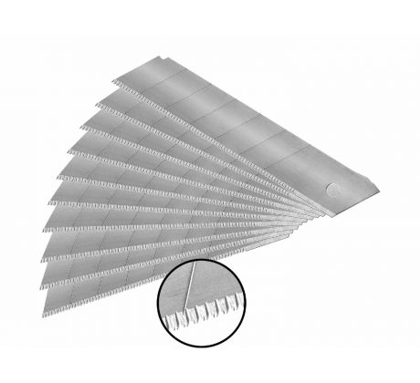 Brity do univerzálneho noža olamovacie so zúbkami, 10ks, 25x0,7mm, 7 segmentov, SK5, SK5, EXTOL PREM