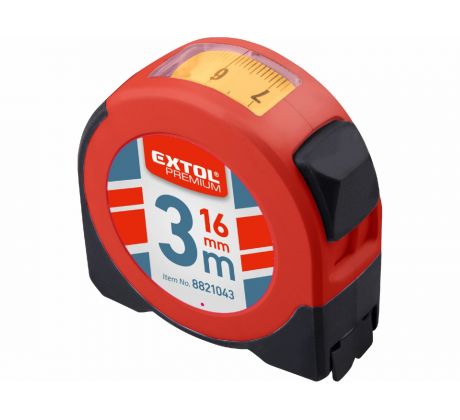 Meter zvinovací s okienkom, 3m/16mm, EXTOL PREMIUM