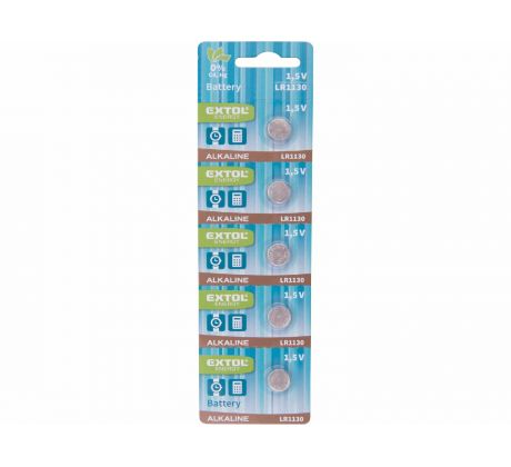 Batéria alkalická 5ks, 1,5V, typ LR54 / LR1130, EXTOL ENERGY