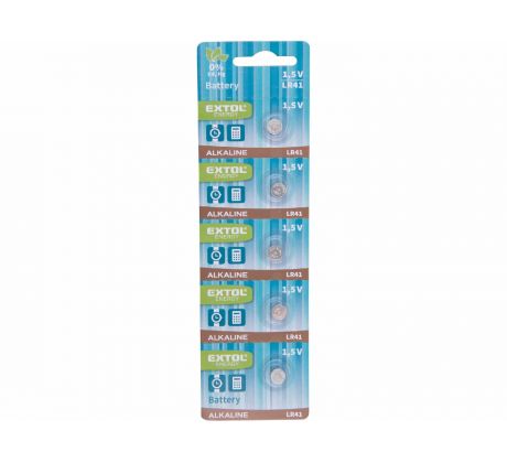 Batéria alkalická 5ks, 1,5V, typ LR41, EXTOL ENERGY