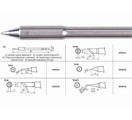 Hrot spájkovací T9-B pre 8794511, EXTOL INDUSTRIAL