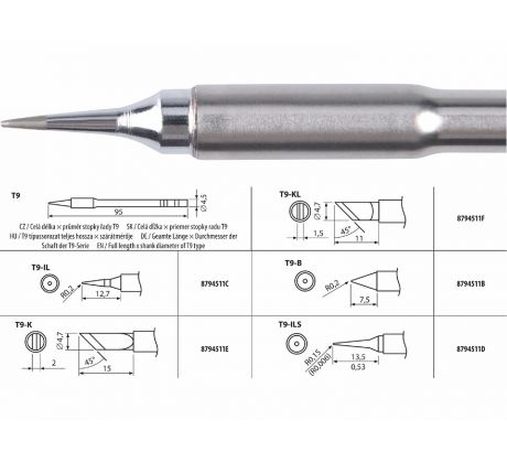 Hrot spájkovací T9-ILS pre 8794511, EXTOL INDUSTRIAL