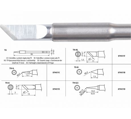Hrot spájkovací T9-K pre 8794511, EXTOL INDUSTRIAL