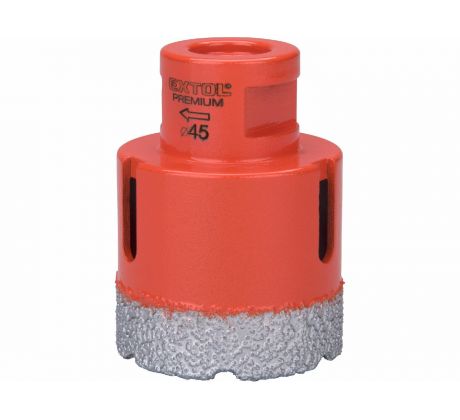 Vrták korunkový diamantový do uhlovej brúsky, Ø45mm, EXTOL PREMIUM