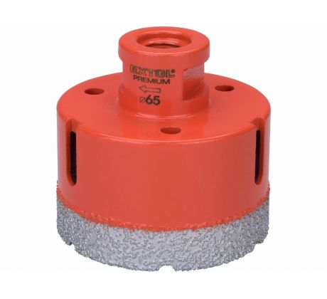 Vrták korunkový diamantový do uhlovej brúsky, Ø65mm, EXTOL PREMIUM
