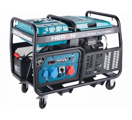 Elektrocentrála rámová benzínová 400V/230V, 12kW/11kW, 22HP dvojvalec, elektrický štart, HERON
