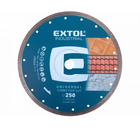 Kotúč rezný diamantový Turbo Thin Cut, 250mm, suché aj mokré rezanie, EXTOL INDUSTRIAL
