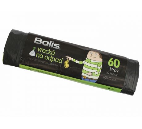 Vrecia na odpad zaťahovacie 60l, 10ks, 60x70cm