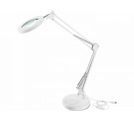 Lampa stolová s LED a lupou, 2400lm, USB napájanie, biela, EXTOL LIGHT