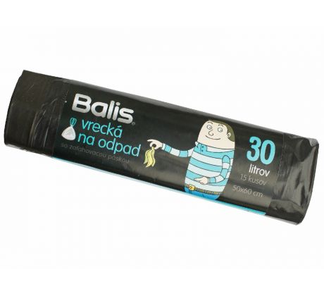Vrecia na odpad zaťahovacie 30l, 15ks, 50x60cm