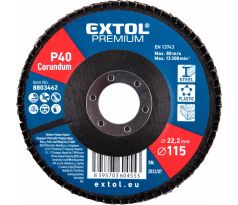 Kotúč lamelový šikmý korundový, P40, 115mm, diera 22,2mm, EXTOL PREMIUM