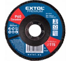Kotúč lamelový šikmý korundový, P60, 115mm, diera 22,2mm, EXTOL PREMIUM