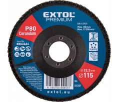 Kotúč lamelový šikmý korundový, P80, 115mm, diera 22,2mm, EXTOL PREMIUM