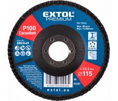 Kotúč lamelový šikmý korundový, P100, 115mm, diera 22,2mm, EXTOL PREMIUM