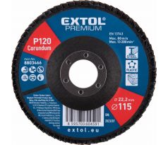 Kotúč lamelový šikmý korundový, P120, 115mm, diera 22,2mm, EXTOL PREMIUM