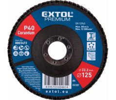 Kotúč lamelový šikmý korundový, P40, 125mm, diera 22,2mm, EXTOL PREMIUM
